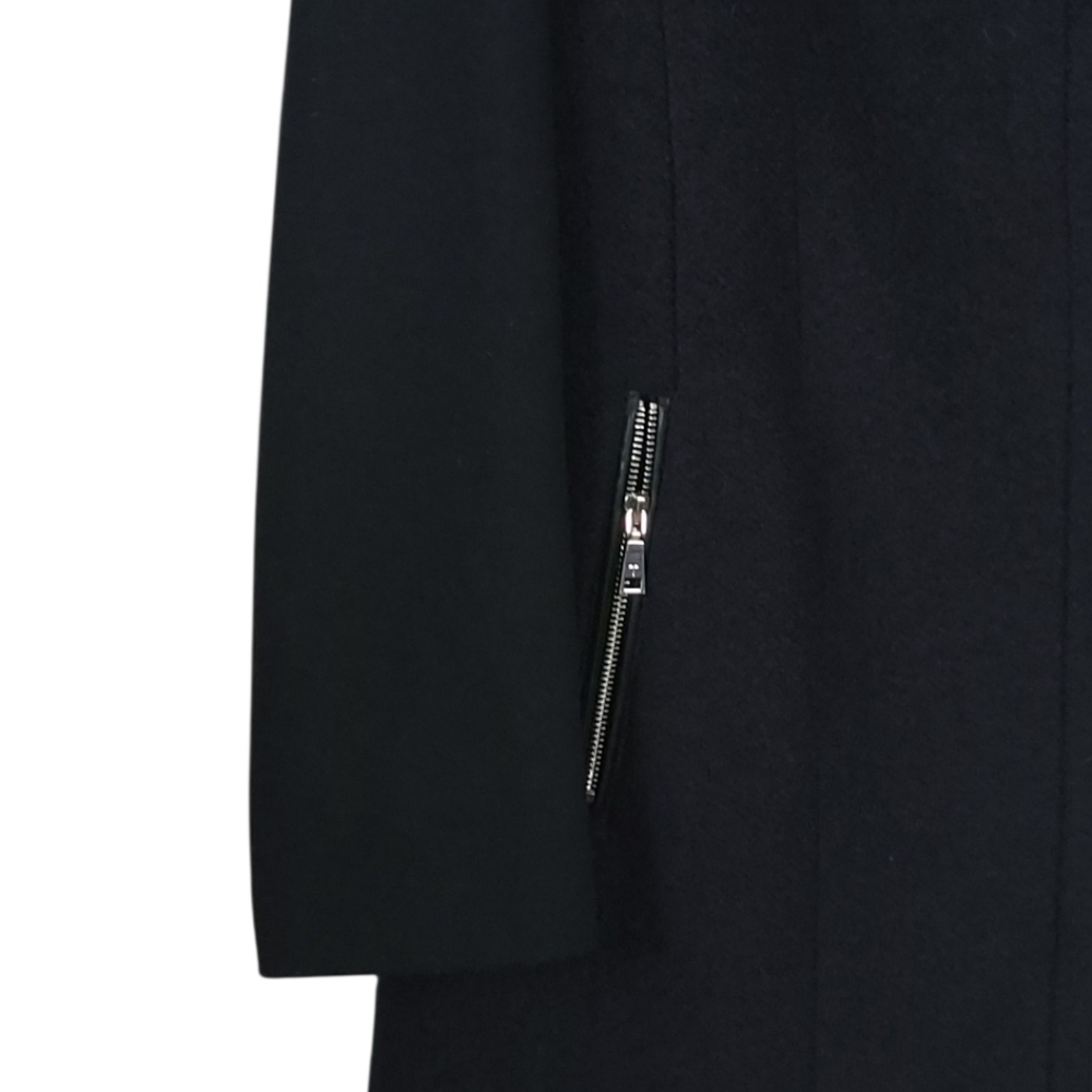 Tahari Elaine XXL Wool Blend Pea Coat Navy Asymmetrical Zip Collar Office - Picture 11 of 16
